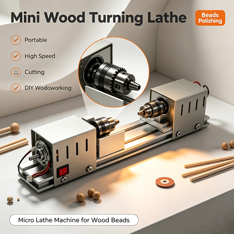 Micro Wood Turning Lathe Beads Machine - مخرطة خشب صغيرة للعمل اليدوي، آلة