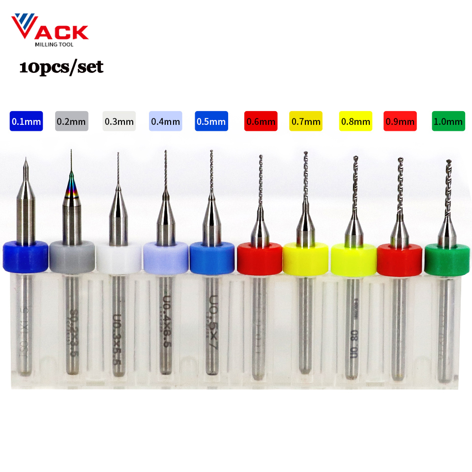 Pcb Micro Carbide Drill Bits 0.3-1.2Mm - VACK 10 قطعة PCB مثقاب مجموعة