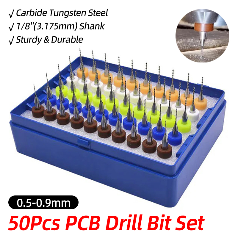 مجموعة من 50 قطعة من رؤوس الحف - مراجعة Pcb Micro Carbide Drill Bits 0.3-1.2Mm وسعره